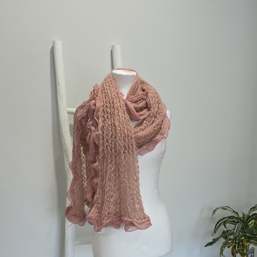Women's Dusty Pink Layered Knit Scarf